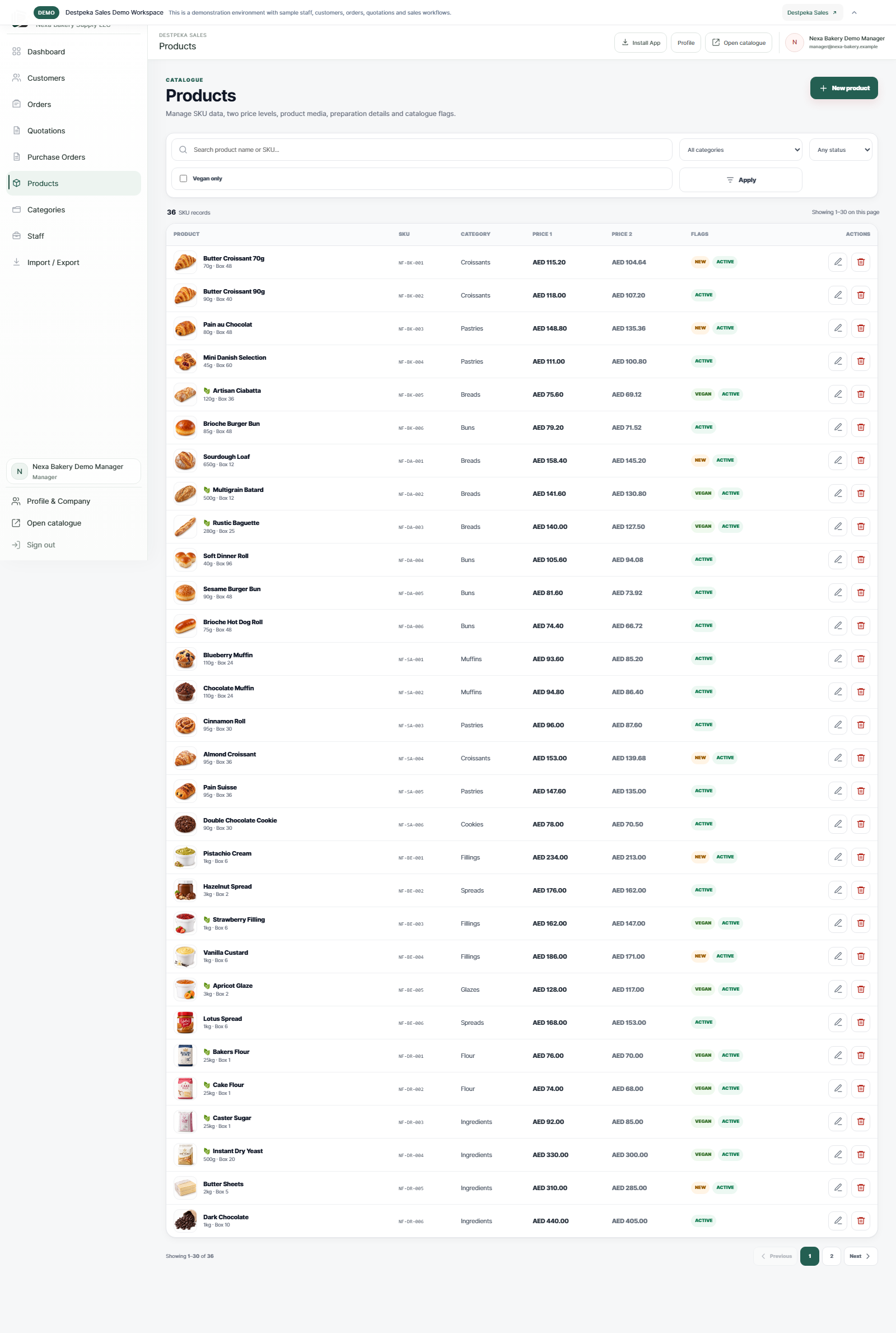 Manage products