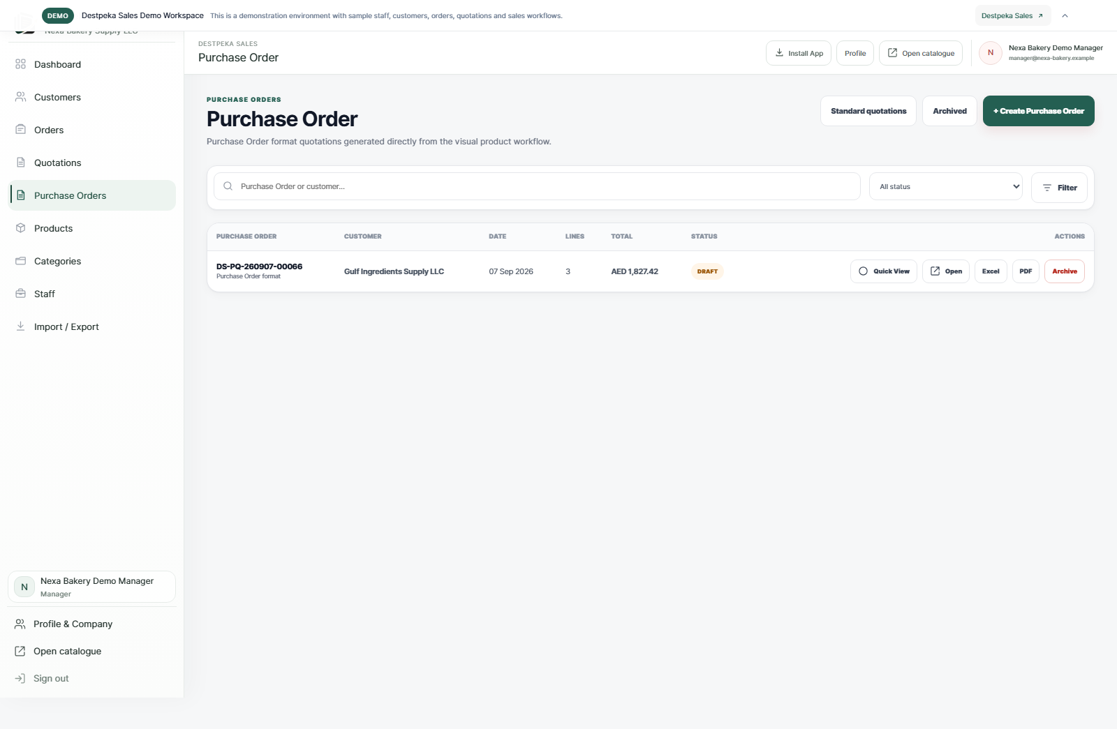 Manage purchase quotations