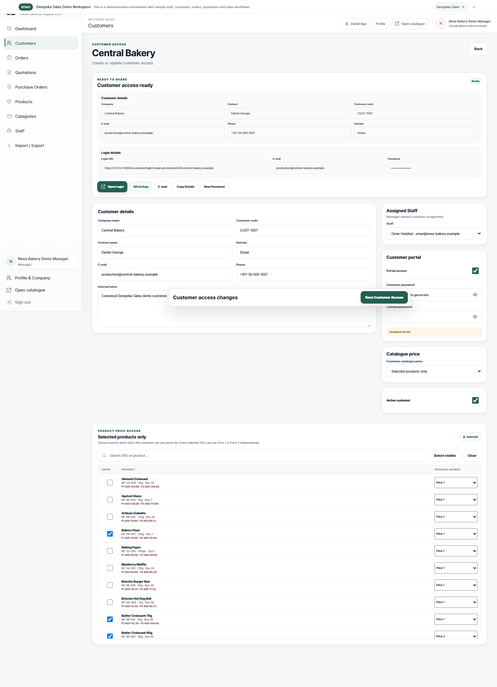 Create and share customer access